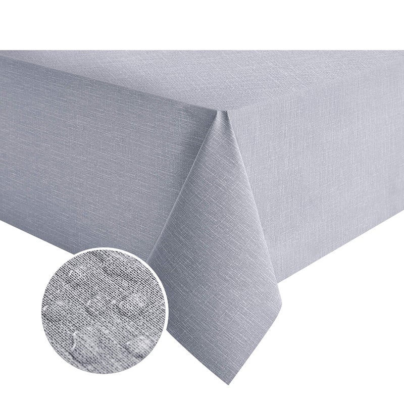 NLMUVW Grey Vinyl Tablecloth Heavy Duty, 100% Waterproof PVC Table Cloth Oil Proof Wipe Clean Table Cover for Rectangle Dining Kitchen Picnic Outdoor, 54 x 78 inch - Image 1